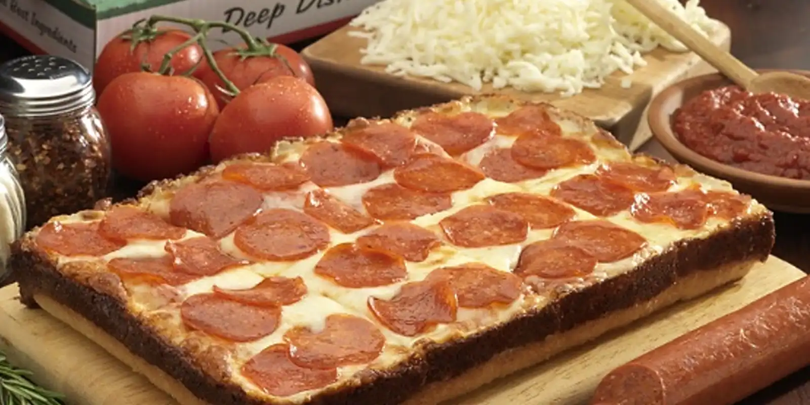 Deep dish pepperoni pizza